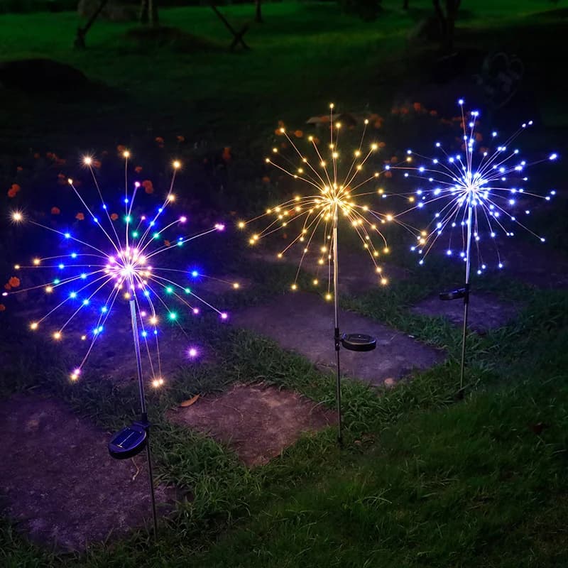 Lampe solaire étanche LED jardin feu d'artifice pissenlit