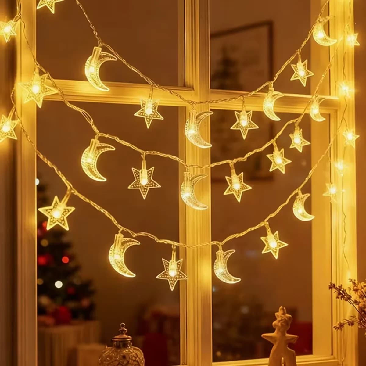 Guirlande lumineuse Étoiles à piles - LED Blanc chaud