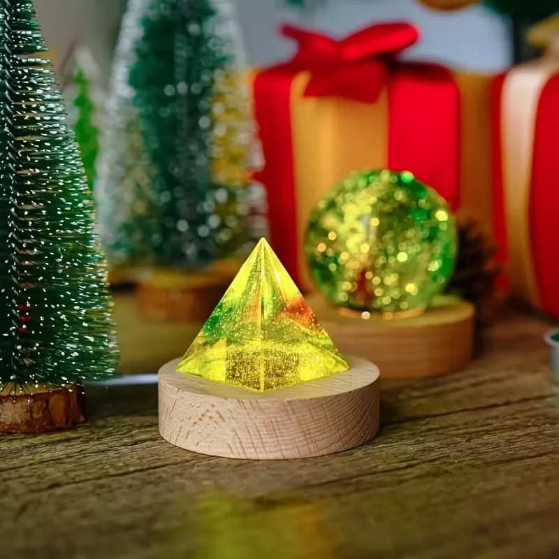 Base LED ronde en bois rechargeable