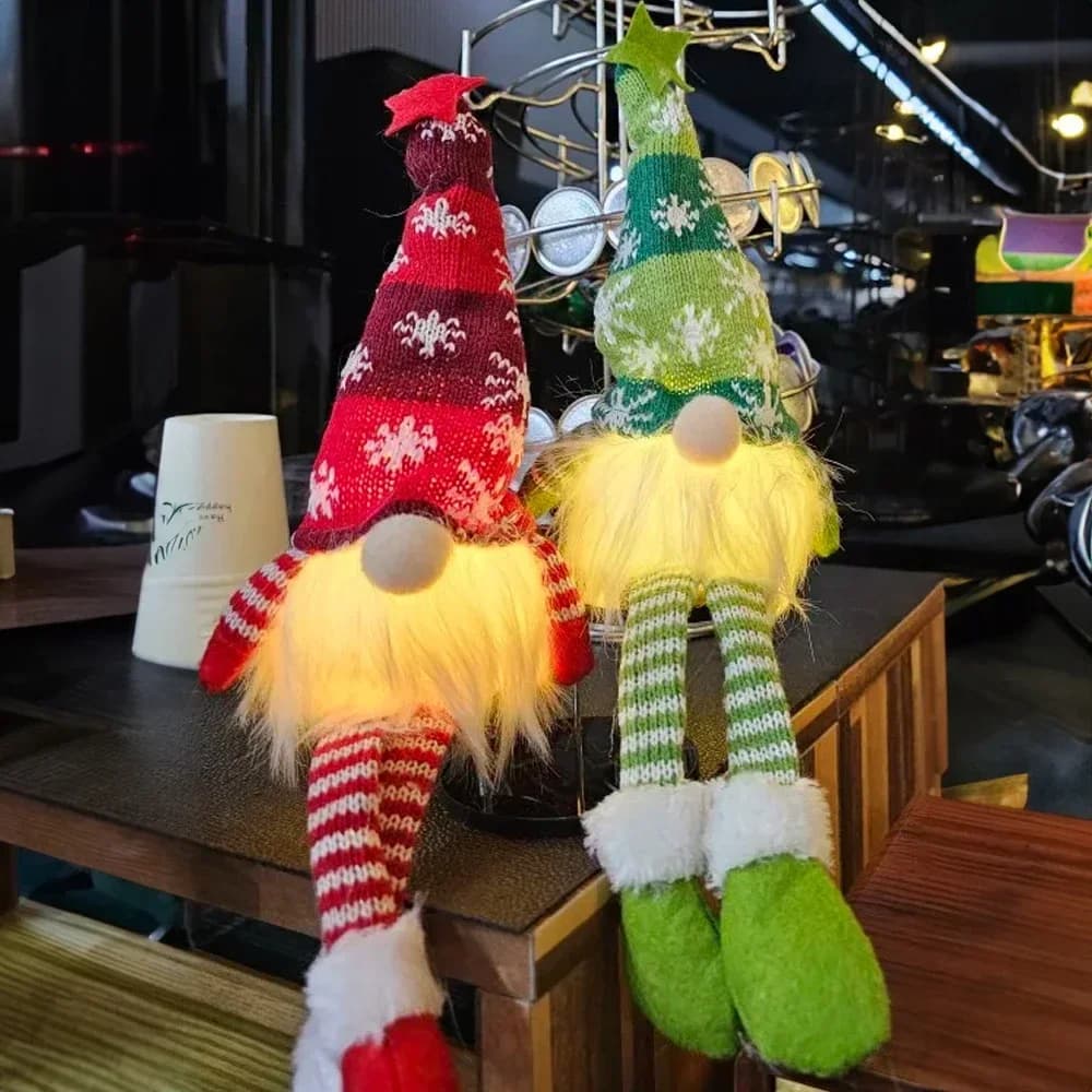 Lutin Tricoté Lumineux avec Bonnet Flocon de Neige
