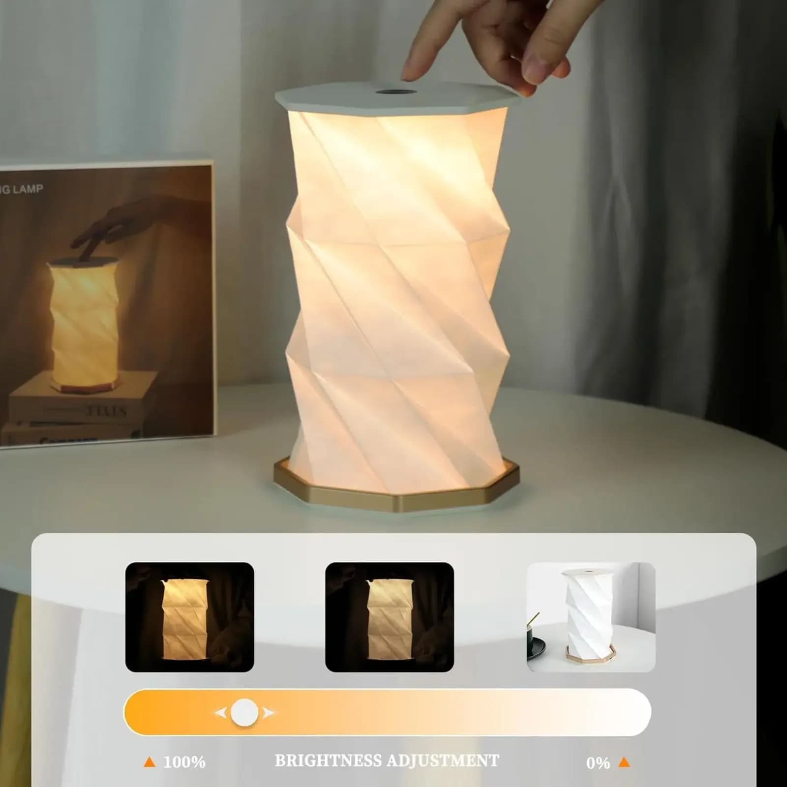 Veilleuse LED origami pliable portable, variateur tactile