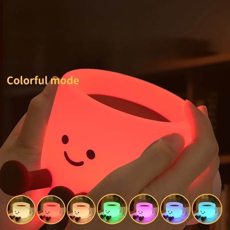 Veilleuse Silicone Rechargeable Forme Tasse à Café