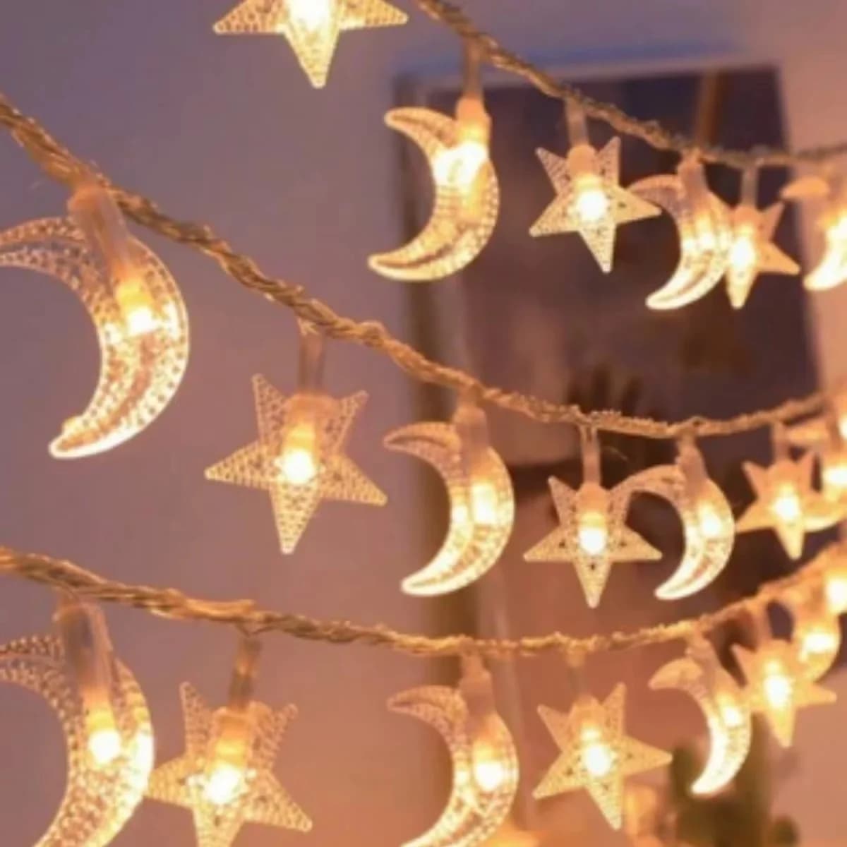 Guirlande Étoiles Lune sur Pile, LED Multicolore