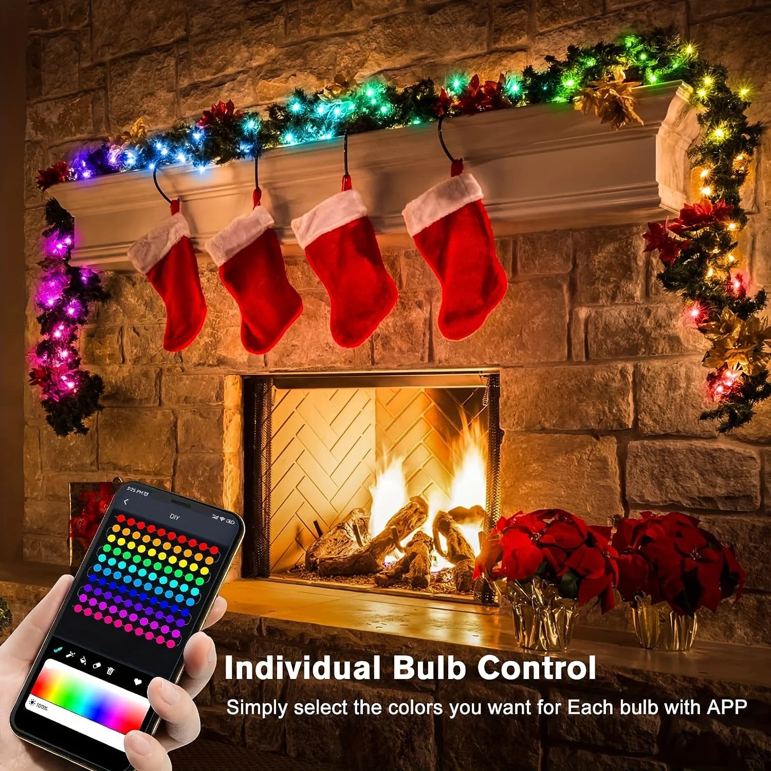 Guirlande lumineuse RGB intelligente avec commande par application Bluetooth