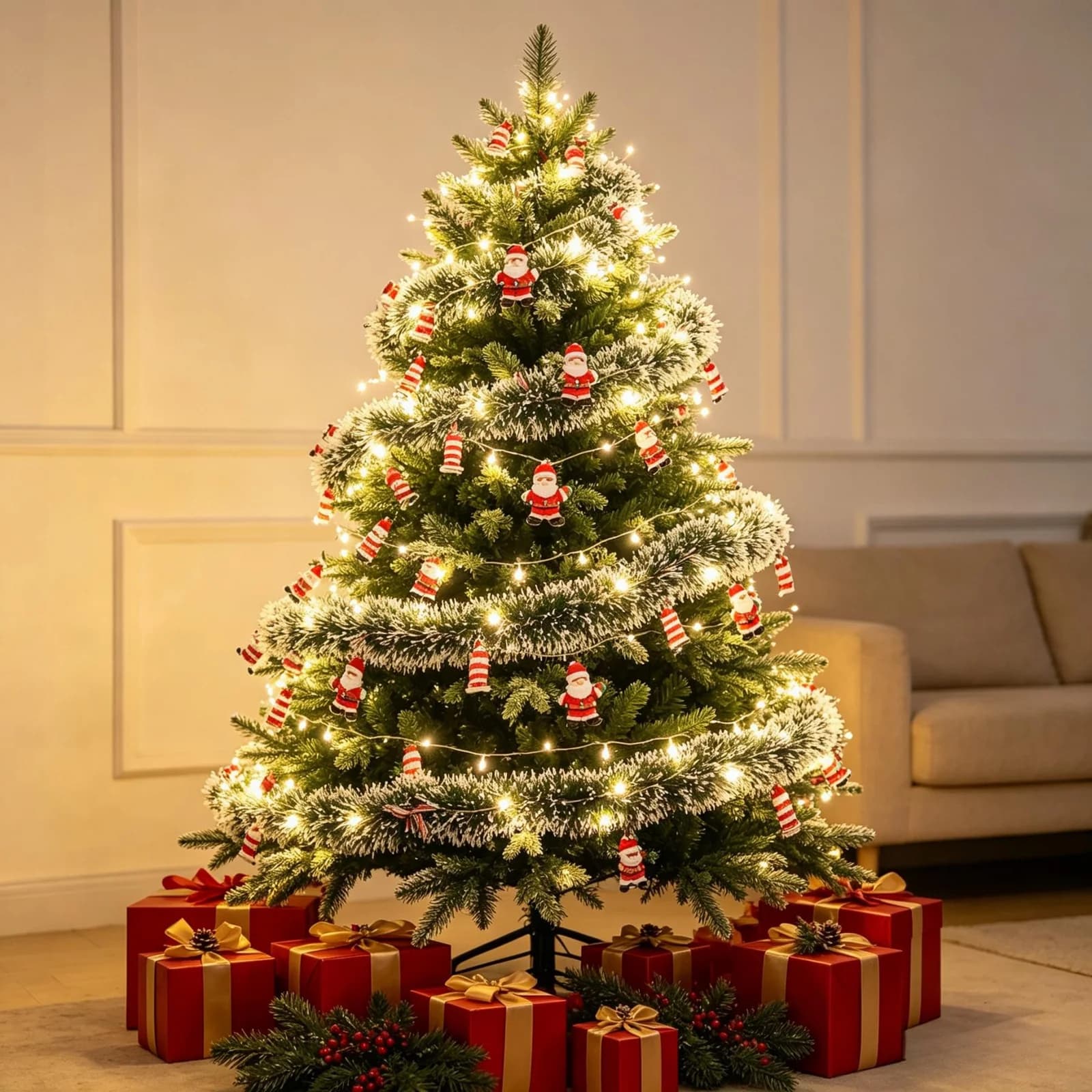 Guirlande lumineuse LED à fils métalliques avec Père Noël