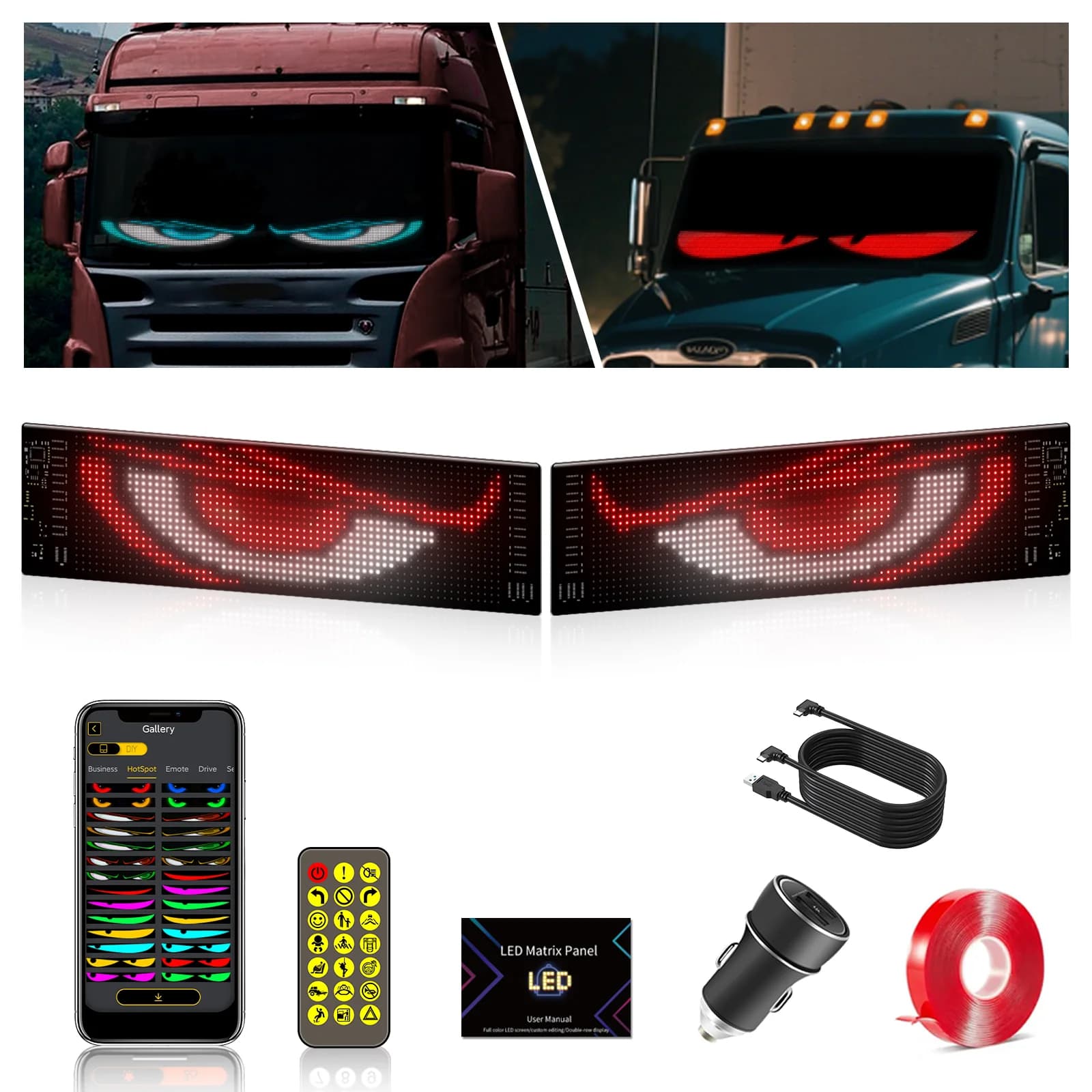 Kit de 2 panneaux LED matriciels pliables avec contrôle par application