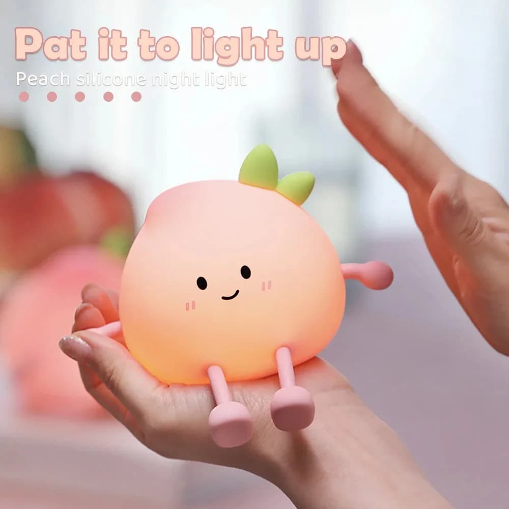 Veilleuse Silicone en Forme de Pêche avec Gradation Tactile
