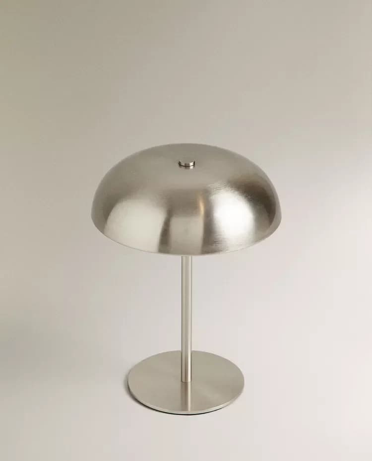 Lampe de table champignon en métal rechargeable avec commande tactile