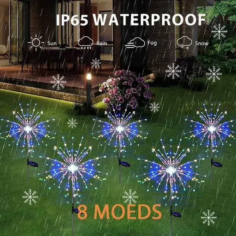 Guirlande solaire LED feu d'artifice pissenlit pour jardin