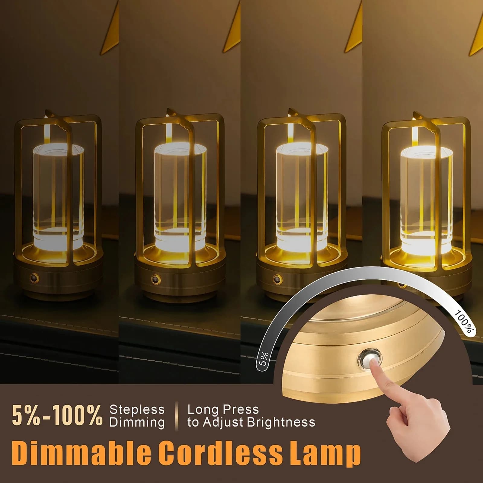 Lanterne LED de camping portable, rechargeable, contrôle tactile