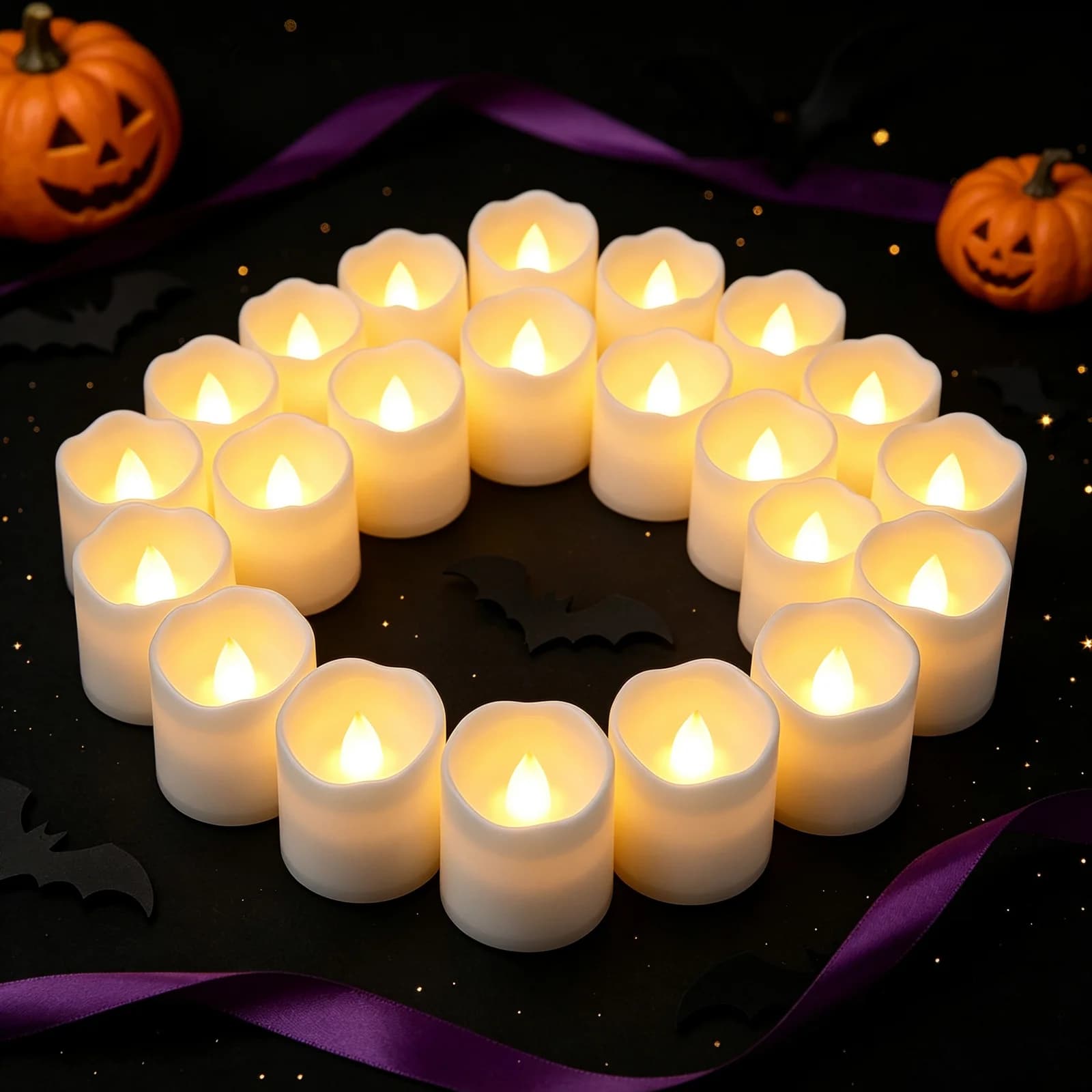 Lot de 24 bougies chauffe-plat LED sans flamme, blanc chaud