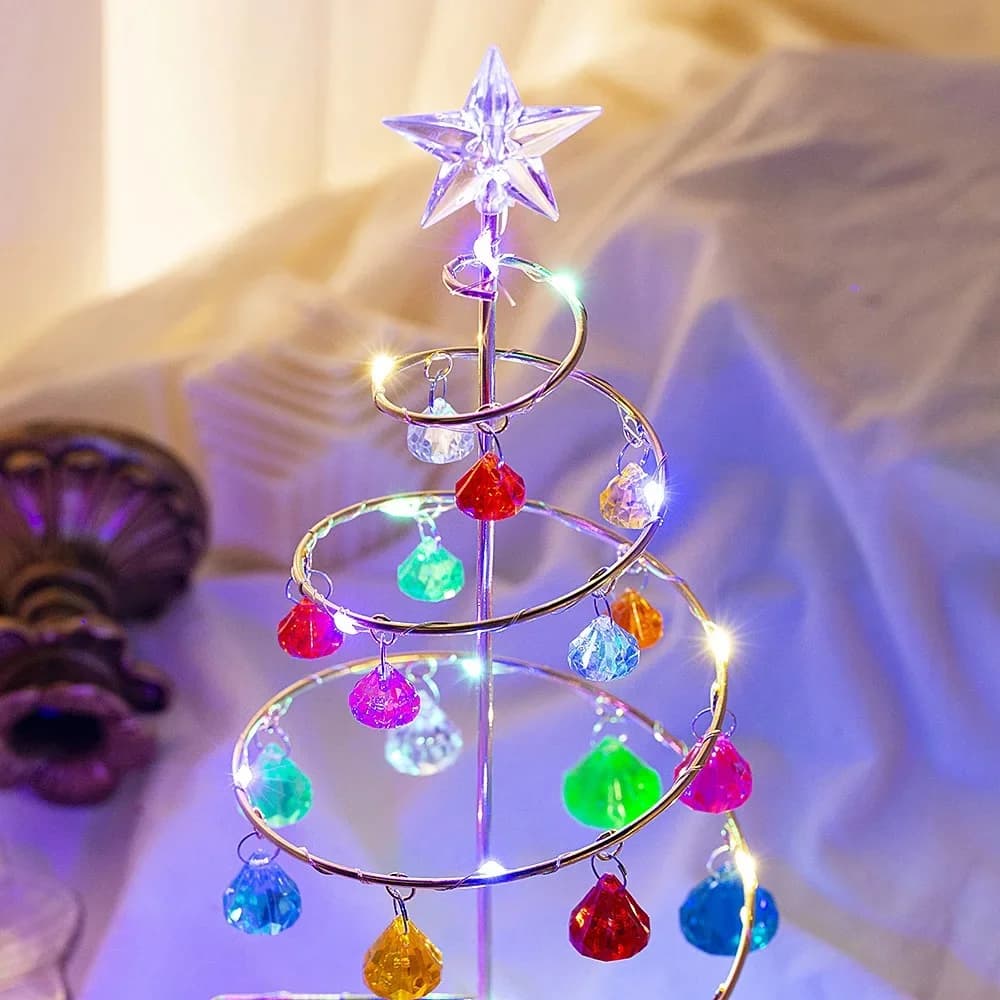 Lampe de nuit LED Arbre en Cristal Fer Plaqué