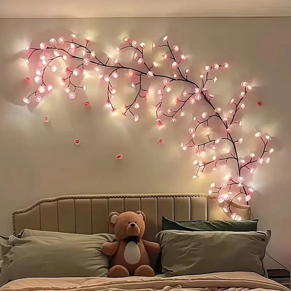 Guirlande lumineuse LED cerisiers roses, branchement USB