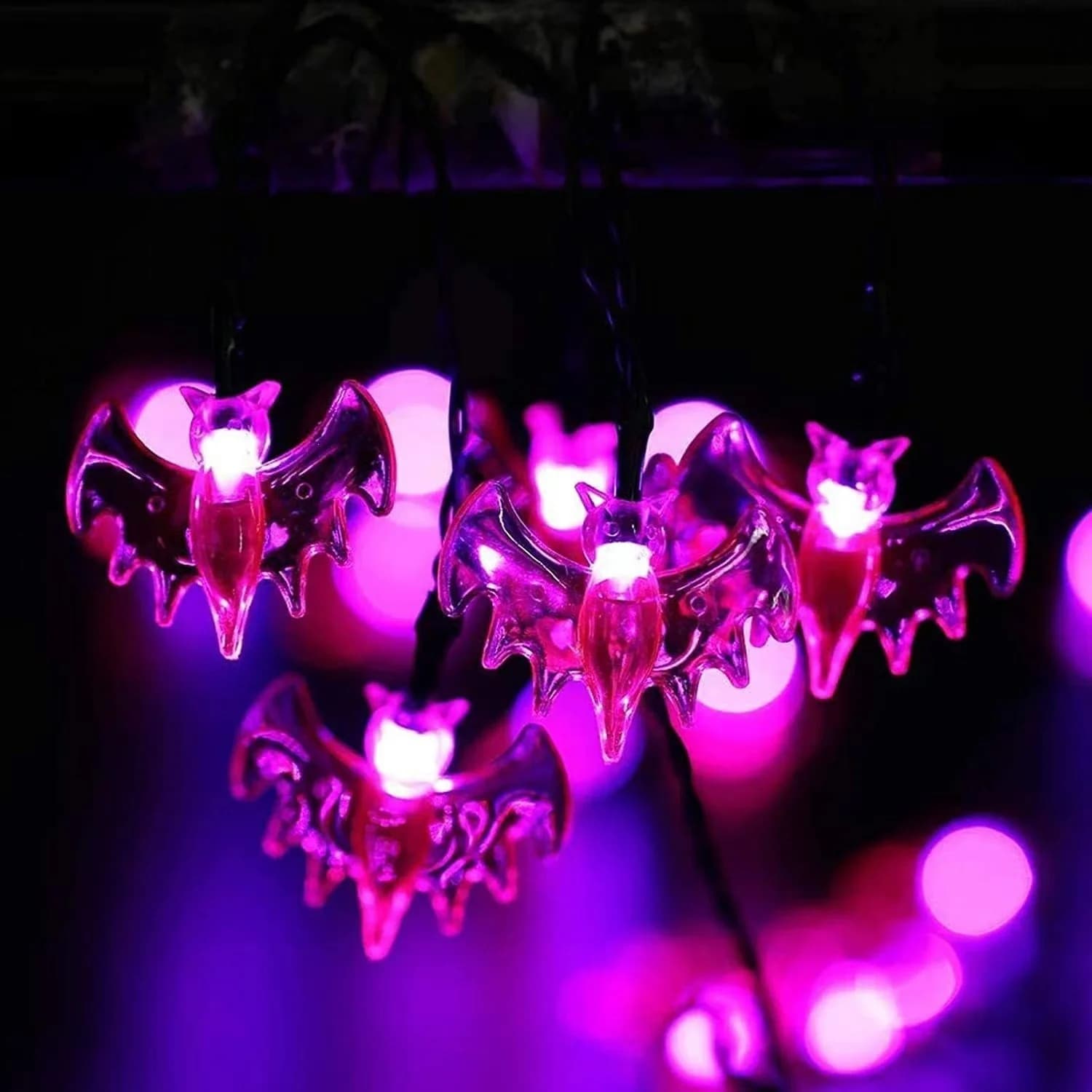 Guirlande lumineuse chauves-souris violettes à piles pour décoration de fête