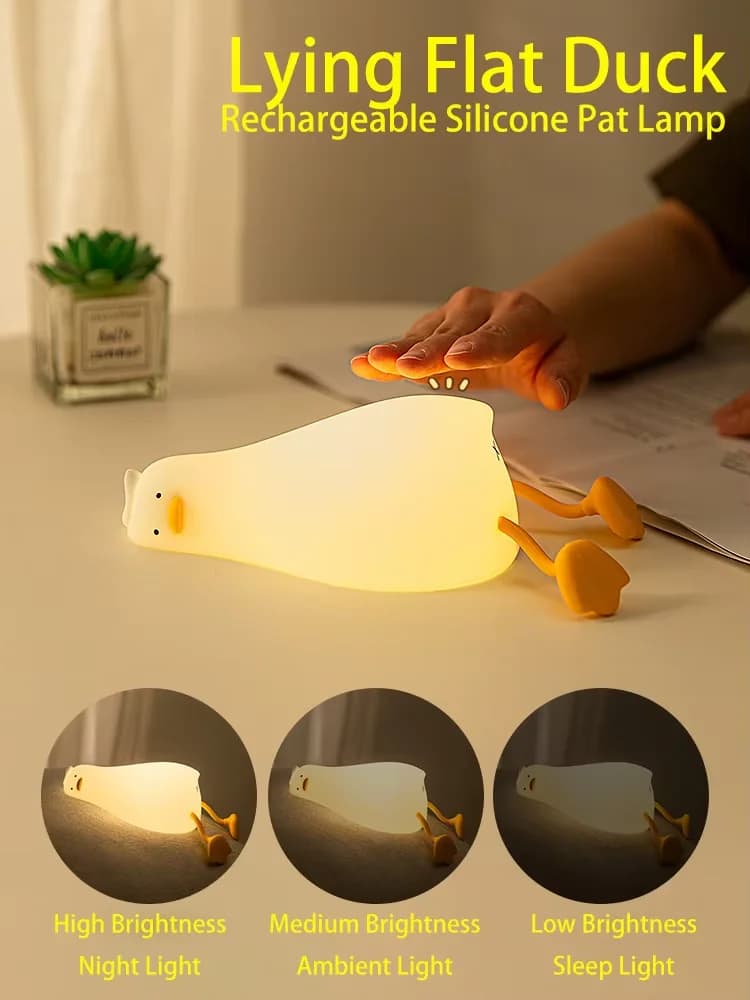Veilleuse rechargeable en silicone en forme de canard pour table de chevet