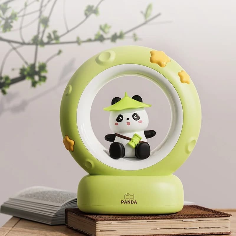 Veilleuse rechargeable mignonne Panda Lune et Étoile