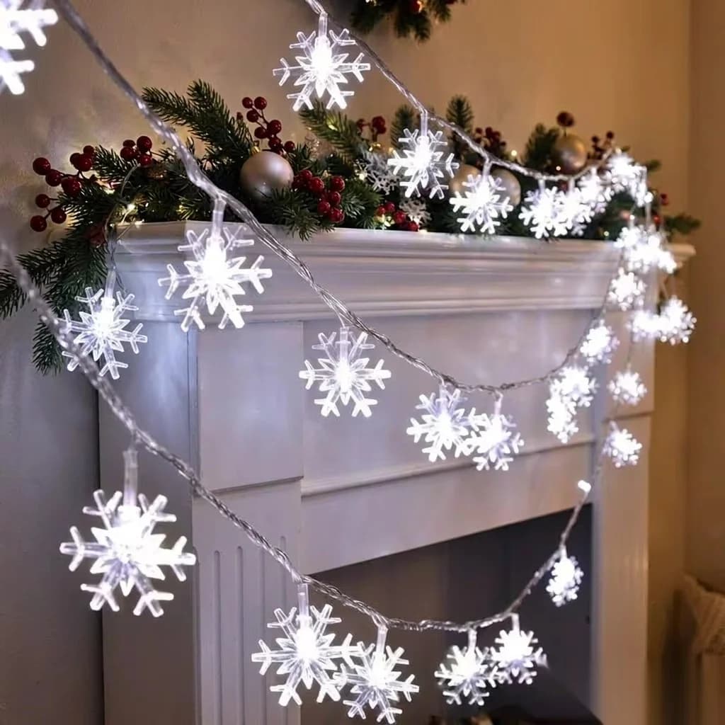 Guirlande LED blanche USB flocons de neige pour Noël